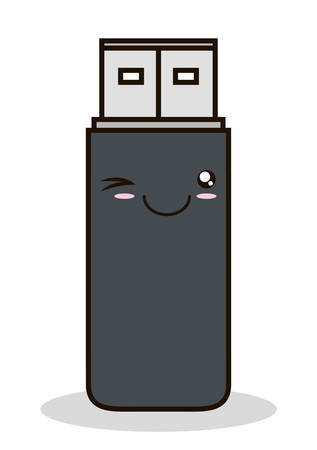 usb memory kawaii cartoon smiling technology icon. Colorful and flat design. Vector illustrationのイラスト素材