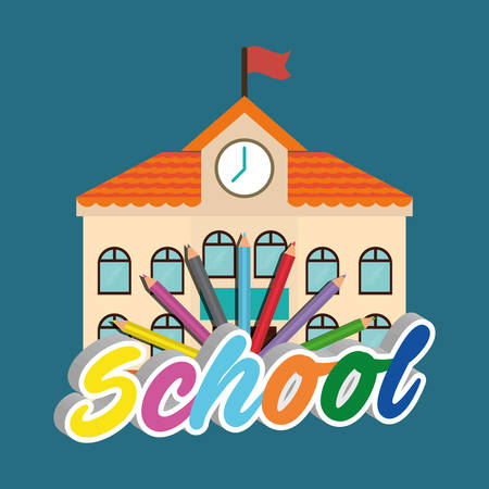 building colors back to shool education  icon set. Colorful and flat design. Vector illustrationのイラスト素材
