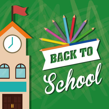 colors building back to shool education  icon set. Colorful and grunge design. Vector illustrationのイラスト素材