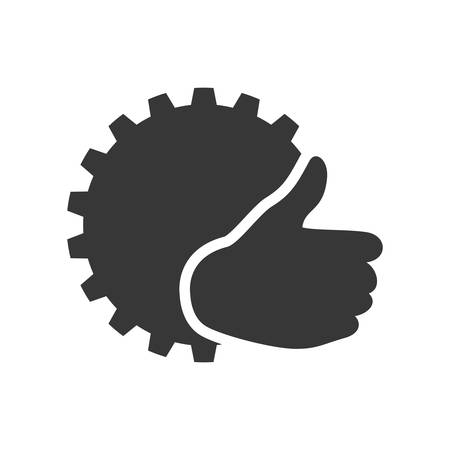 gear thumbs up ecology silhouette icon. Flat and Isolated design. Vector illustrationのイラスト素材