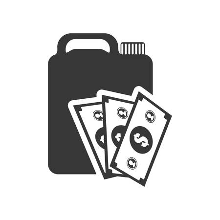 bills barrel petroleum gasoline oil industry silhouette icon. Flat and Isolated design. Vector illustrationのイラスト素材