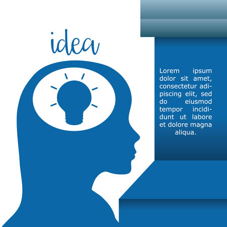 light bulb human head big and great idea infographic creativity icon set. Colorful and flat design. Vector illustrationのイラスト素材