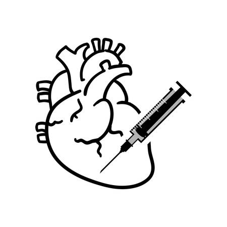heart injection medical health care hospital silhouette icon. Flat and Isolated design. Vector illustrationのイラスト素材