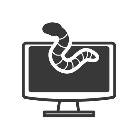 computer worm cyber security system protection silhouette icon. Flat and Isolated design. Vector illustrationのイラスト素材
