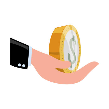 hand coin money financial item commerce market icon. Flat and Isolated design. Vector illustrationのイラスト素材