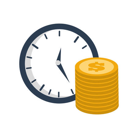 coins clock money financial item commerce market icon. Flat and Isolated design. Vector illustrationのイラスト素材