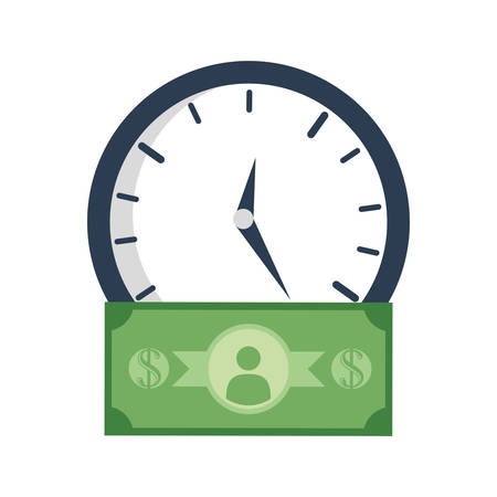 bill green clock time money financial item commerce market icon. Flat and Isolated design. Vector illustrationのイラスト素材