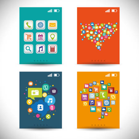 wallpaper mobile apps application online icon set. Colorful and flat design. Vector illustrationのイラスト素材