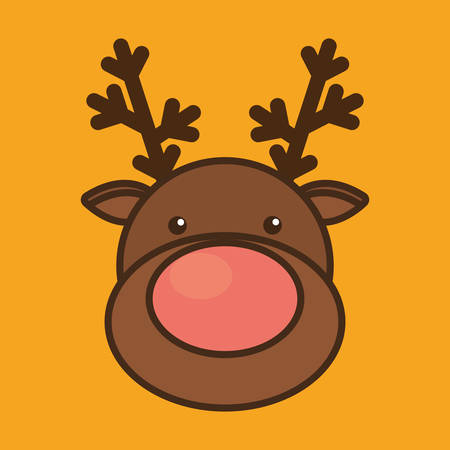 reindeer deer cartoon merry christmas decoration celebration con. Colorful and flat design. Vector illustrationのイラスト素材