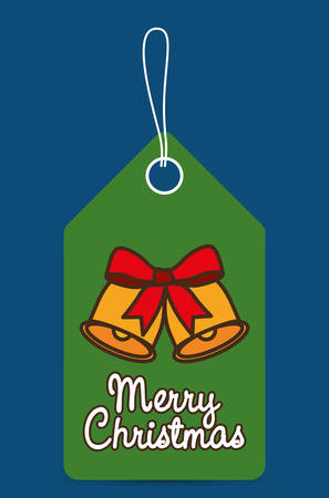 bell bowtie label merry christmas decoration celebration con. Colorful and flat design. Vector illustrationのイラスト素材