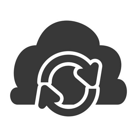 cloud computing arrow data center web hosting silhouette icon. Flat and Isolated design. Vector illustrationのイラスト素材