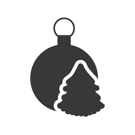 pine tree sphere merry christmas celebration decoration icon. Flat and Isolated design. Vector illustrationのイラスト素材