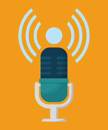 microphone gadget tool music sound voice con. Flat design. Vector illustrationのイラスト素材
