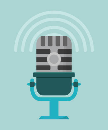 microphone gadget tool music sound voice con. Flat design. Vector illustrationのイラスト素材