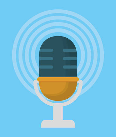 microphone gadget tool music sound voice con. Flat design. Vector illustrationのイラスト素材