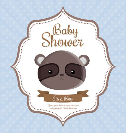 spectacled bear animal cartoon baby shower card celebration party icon. Colorful and flat design. Vector illustrationのイラスト素材