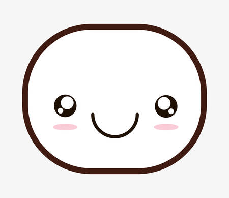 kawaii face happy smiling cartoon con. Colorful and flat design. Vector illustrationのイラスト素材