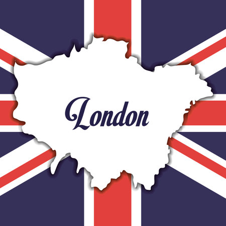 flag map london england landmark patriotic british culture icon. Colorful design. Vector illustrationのイラスト素材