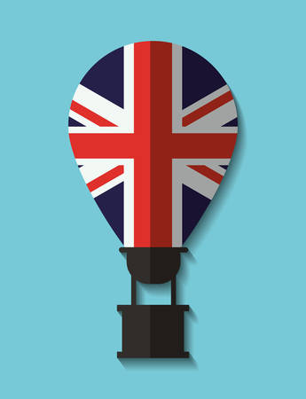 flag hot air balloon london england landmark patriotic british culture icon. Colorful design. Vector illustrationのイラスト素材