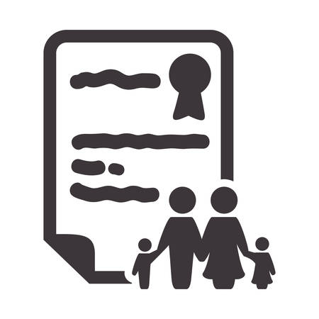 family insurance seal stamp protection security accident icon. Flat and Isolated design. Vector illustrationのイラスト素材