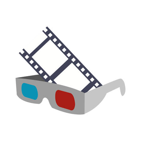 3d glasses film strip cinema movie entertainment show icon. Flat and Isolated design. Vector illustrationのイラスト素材