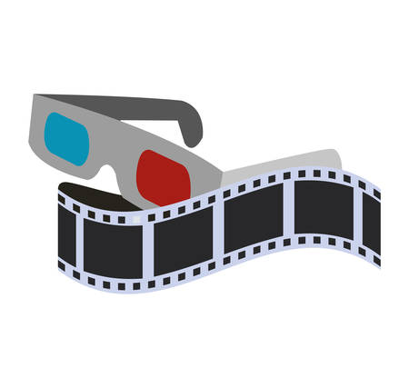 3d glasses film strip cinema movie entertainment show icon. Flat and Isolated design. Vector illustrationのイラスト素材