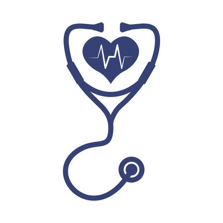 heart stethoscope medical health care icon. Flat and Isolated design. Vector illustrationのイラスト素材
