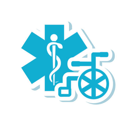 caduceus wheelchair medical health care icon. Flat and Isolated design. Vector illustrationのイラスト素材