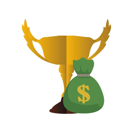 trophy money bag cup gold winner competition success icon. Flat and Isolated design. Vector illustrationのイラスト素材