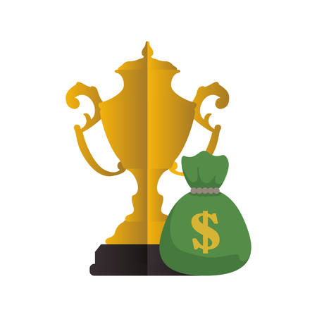 trophy money bag cup gold winner competition success icon. Flat and Isolated design. Vector illustrationのイラスト素材