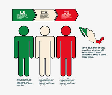 People pictogram person and infographic. Mexico landmark and mexican culture theme. Colorful design. Vector illustrationのイラスト素材