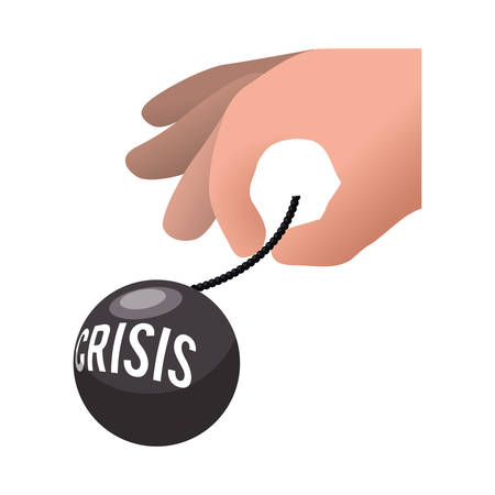 hand bomb and crisis icon. Money financial and economy theme. Isolated design. Vector illustrationのイラスト素材