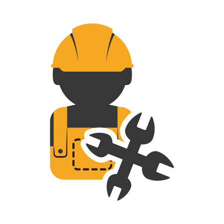 constructer and wrench icon. Construction repair and industry theme. Isolated design. Vector illustrationのイラスト素材