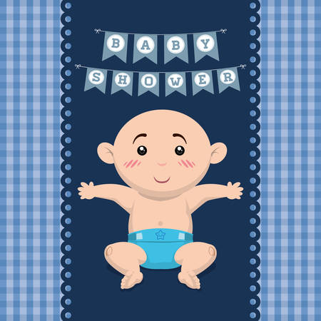 Baby boy cartoon icon. Baby shower invitation card. Colorful design. Vector illustrationのイラスト素材
