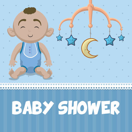 Baby boy cartoon icon. Baby shower invitation card. Colorful design. Vector illustrationのイラスト素材