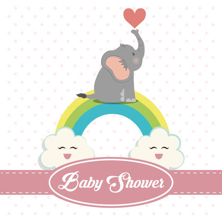 elephant cartoon icon. Baby shower invitation card. Colorful design. Vector illustrationのイラスト素材