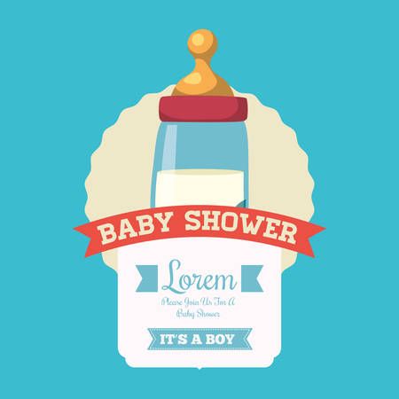 Baby bottle icon. Baby shower invitation card. Colorful design. Vector illustrationのイラスト素材