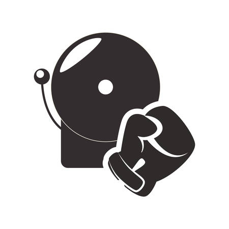 Alarm and glove icon. boxing sport competition and training theme. Isolated design. Vector illustrationのイラスト素材