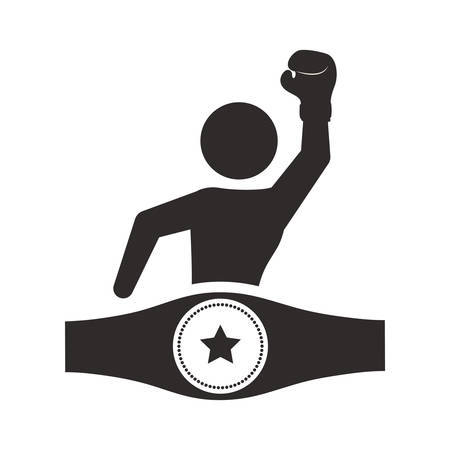 Boxer and belt icon. boxing sport competition and training theme. Isolated design. Vector illustrationのイラスト素材