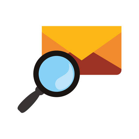 lupe or magnifying glass and envelope icon. search online and media theme. Isolated design. Vector illustrationのイラスト素材