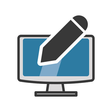 Computer gadget with pencil icon. Technology device and media theme. Isolated design. Vector illustrationのイラスト素材