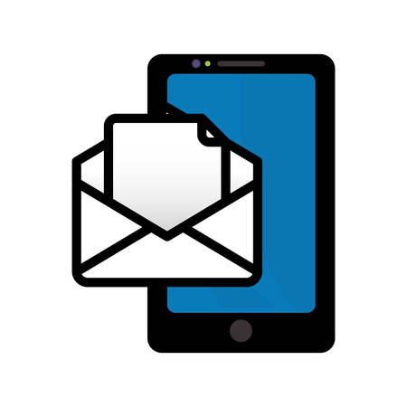 Smartphone gadget with envelope icon. Technology device and media theme. Isolated design. Vector illustrationのイラスト素材