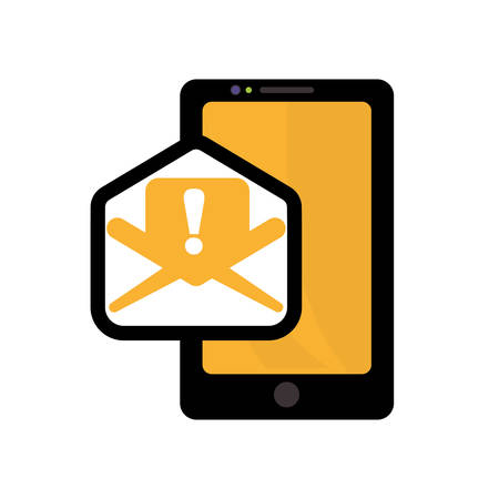 Smartphone gadget with envelope icon. Technology device and media theme. Isolated design. Vector illustrationのイラスト素材