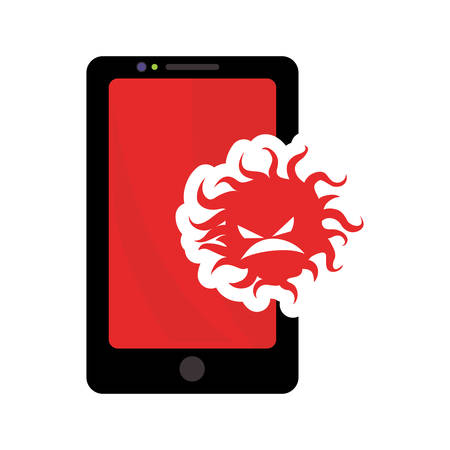 Smartphone gadget with bug icon. Technology device and media theme. Isolated design. Vector illustrationのイラスト素材