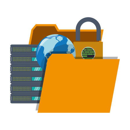 File and Padlock icon. Cyber security system and media theme. Colorful design. Vector illustrationのイラスト素材