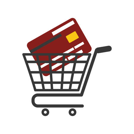 Shopping cart and credit card icon. Commerce market and store theme. Isolated design. Vector illustrationのイラスト素材