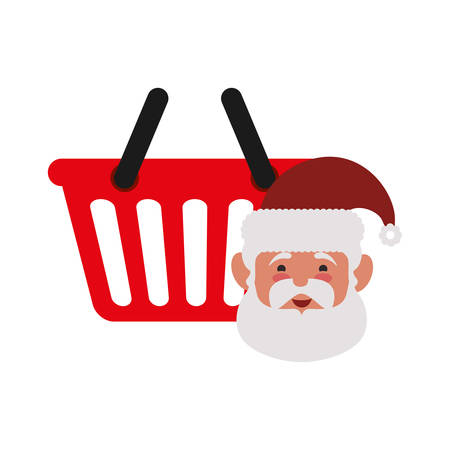 Shopping basket and santa icon. Merry Christmas season decoration figure theme. Isolated design. Vector illustrationのイラスト素材