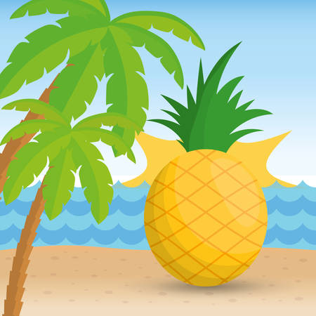Pineapple icon. Fruits summer healthy and organic food theme. Colorful design. Vector illustrationのイラスト素材