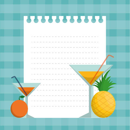 Orange pineapple cocktails and paper icon. Fruits summer healthy and organic food theme. Colorful design. Vector illustrationのイラスト素材