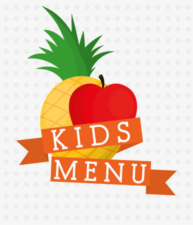 Pineapple and apple icon. Fruits kids menu healthy and organic food theme. Colorful design. Vector illustrationのイラスト素材